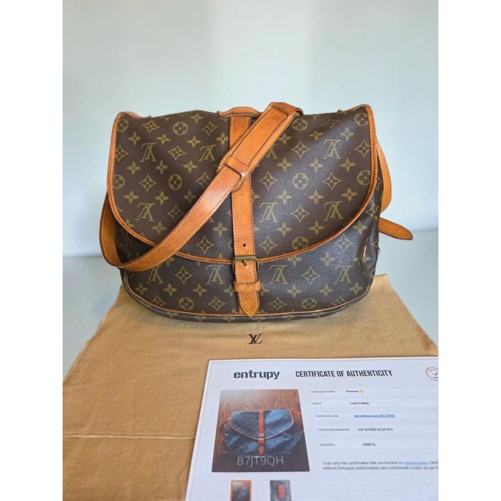 Authentic Louis Vuitton Monogram Saumur 35 Bag Purse w/ Entrupy COA & Dust Bag